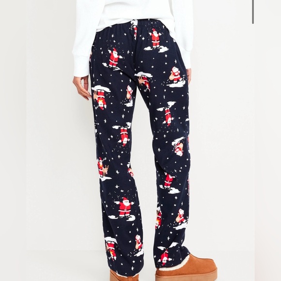 Old Navy Women's Festive Santa Pajama Pants - Dark Blue - Picture 4 of 6